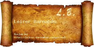 Leirer Barnabás névjegykártya